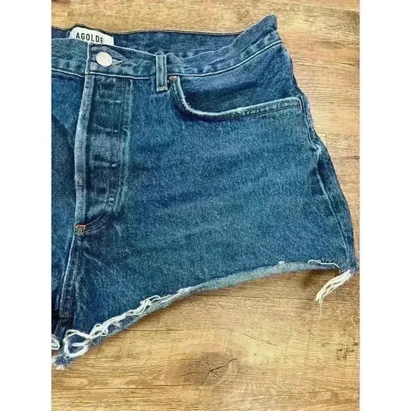 Agolde Parker Organic Cotton Denim Jean Shorts Button Fly Cut Off Women's 30 - Picture 3 of 11